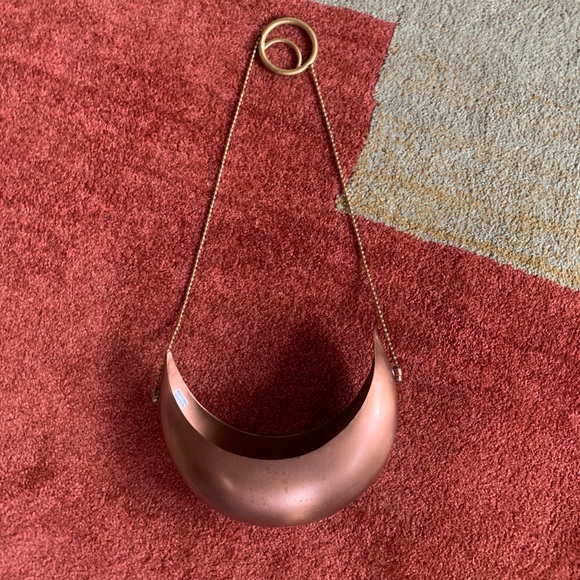 Copper half moon hanging planter small